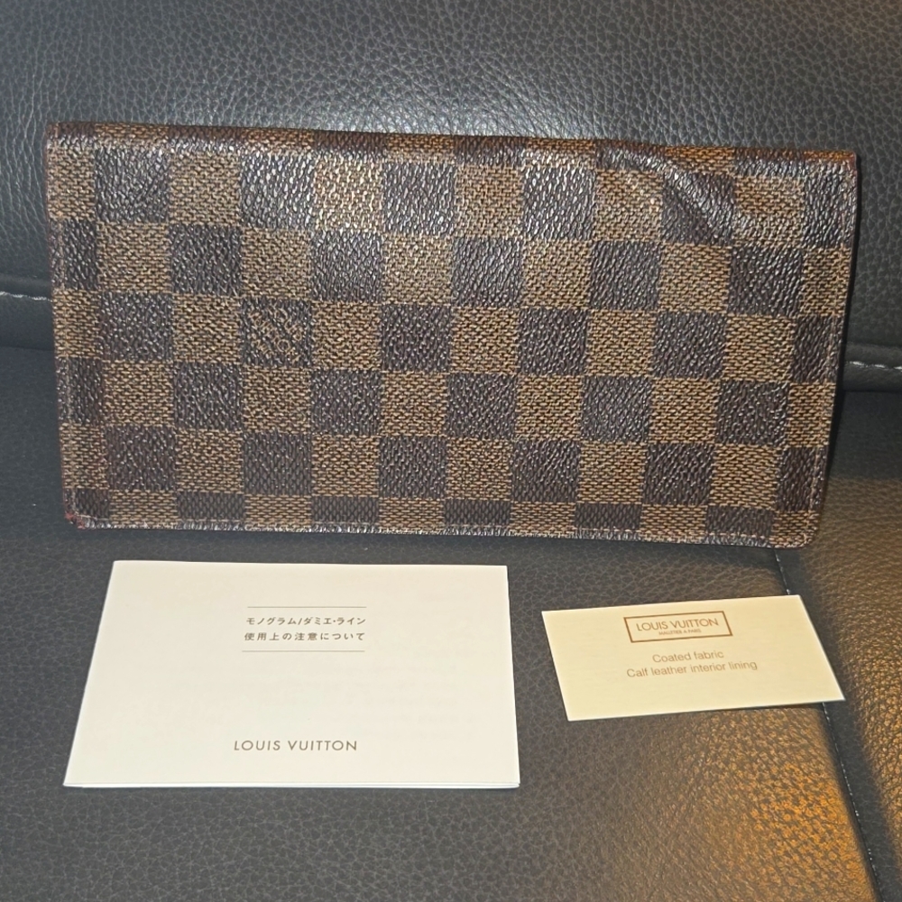 100% LV Damier Portefeuille Ebene Bi-Fiold Long Wallet #SP4140